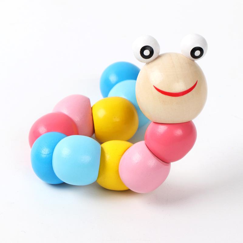 Colorful Wooden Twisty Caterpillar: Educational Toy for Toddlers