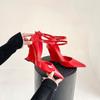 Red Sexy Women's Pointed Toe High Wedge Sandals 2024 Designer New Party Dress Shoes