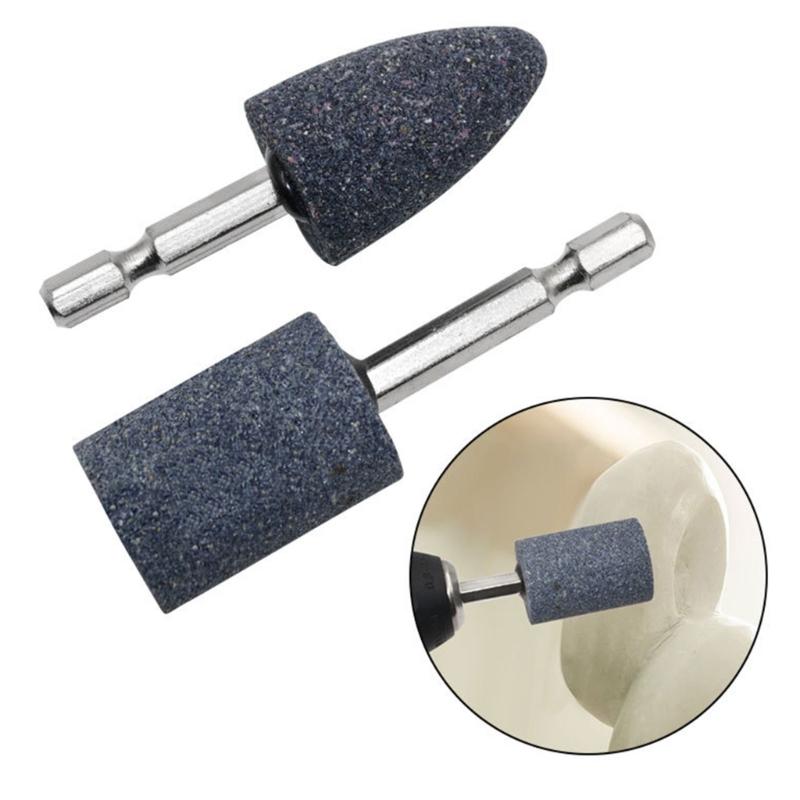 2Pcs Stone Polishing Grinding Wheel Hexagonal Shank Corundum Sharpening Head Drill Tool Machine Metal Grinder Rotating Cone