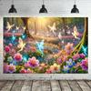 2D plane, 1 flower field fairy party, multi-functional room banner decoration, suitable for families