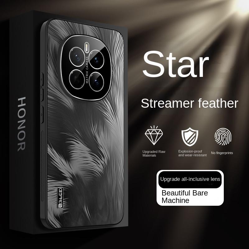 Чехол-броня для Honor Magic 7 7 Pro, гальванизированный, текстура звездного неба и перьев, все-в-одном, противоударный, защита от отпечатков пальцев