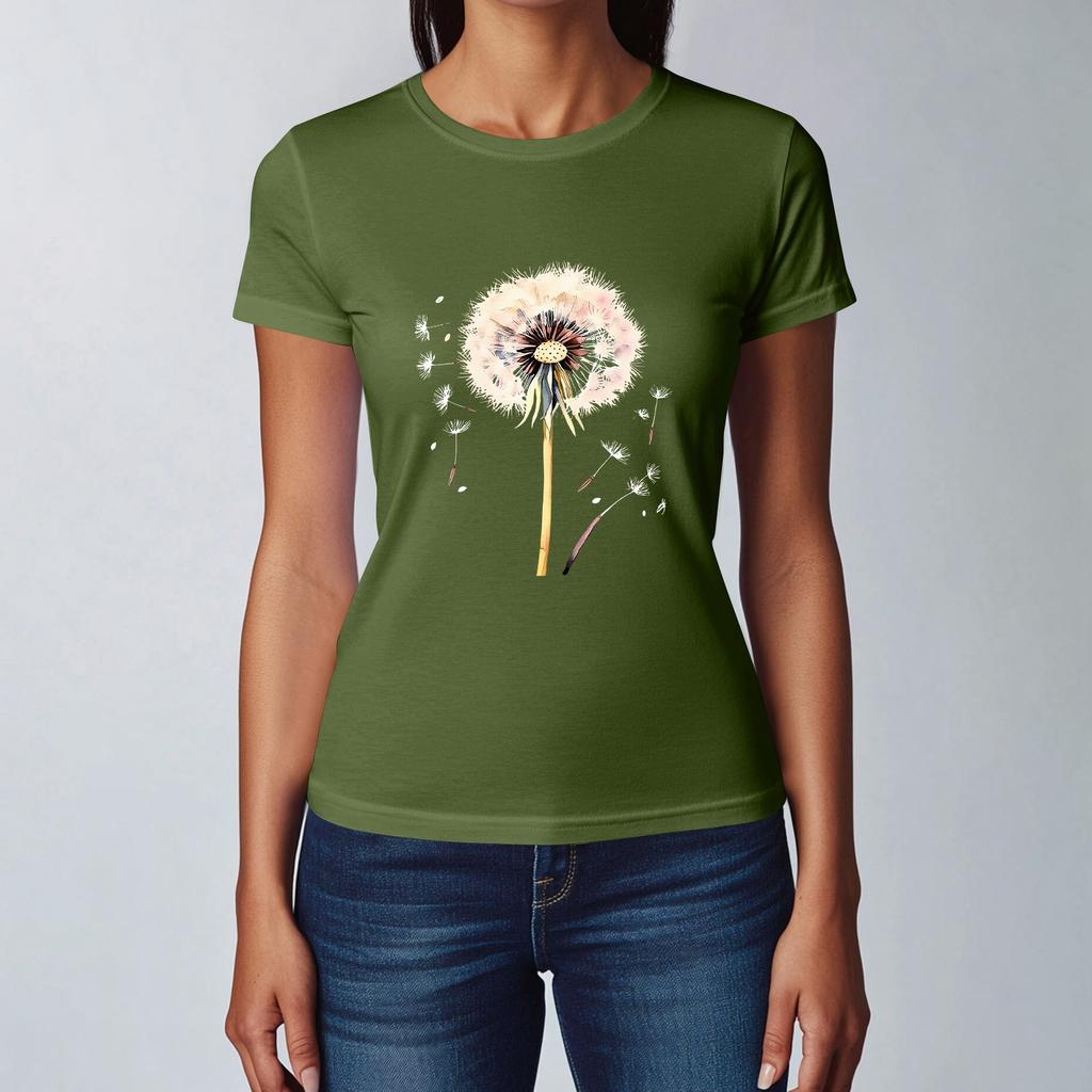 Women's Fashion Casual Printed Short Sleeve Round Neck Pullover Tops