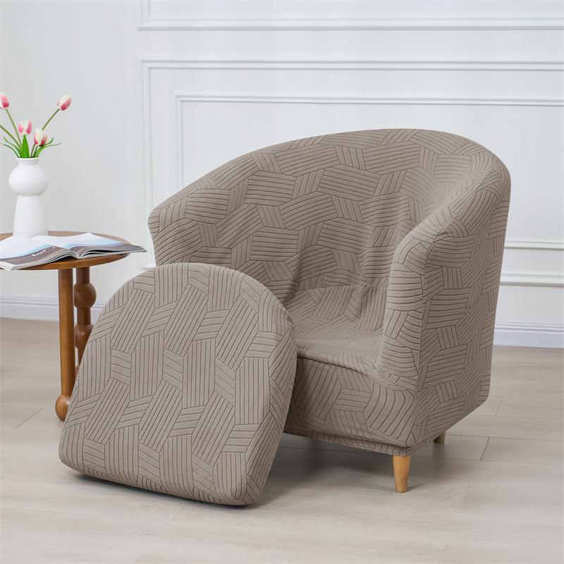 Jacquard Tub Chair Cover Jacquard Club Sofa Cover Armchair Protective Case Elastic Single Sofa Cover with Seat Cushion Cover