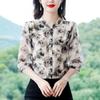 Fashion Three Quarter Sleeved Chiffon Shirt for Women Summer New Loose Fitting Floral Bottoming Blouse M-4XL