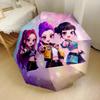 1pc Kpop Outdoor Automatic Umbrella Compact 8 Rib Design Compact Design All Season Travel Vibrant Pattern Umbrella Gift for Festivals