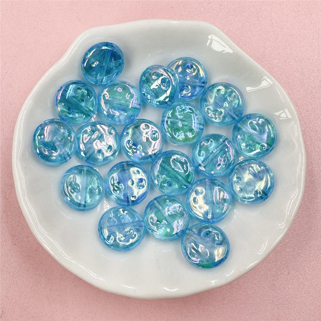 Hanmade 20pcs Acrylic Mobile Phone Chain Round DIY Handmade Materials Solid Color 12mm Loose Button Beads Multi-cut DIY Bracelet