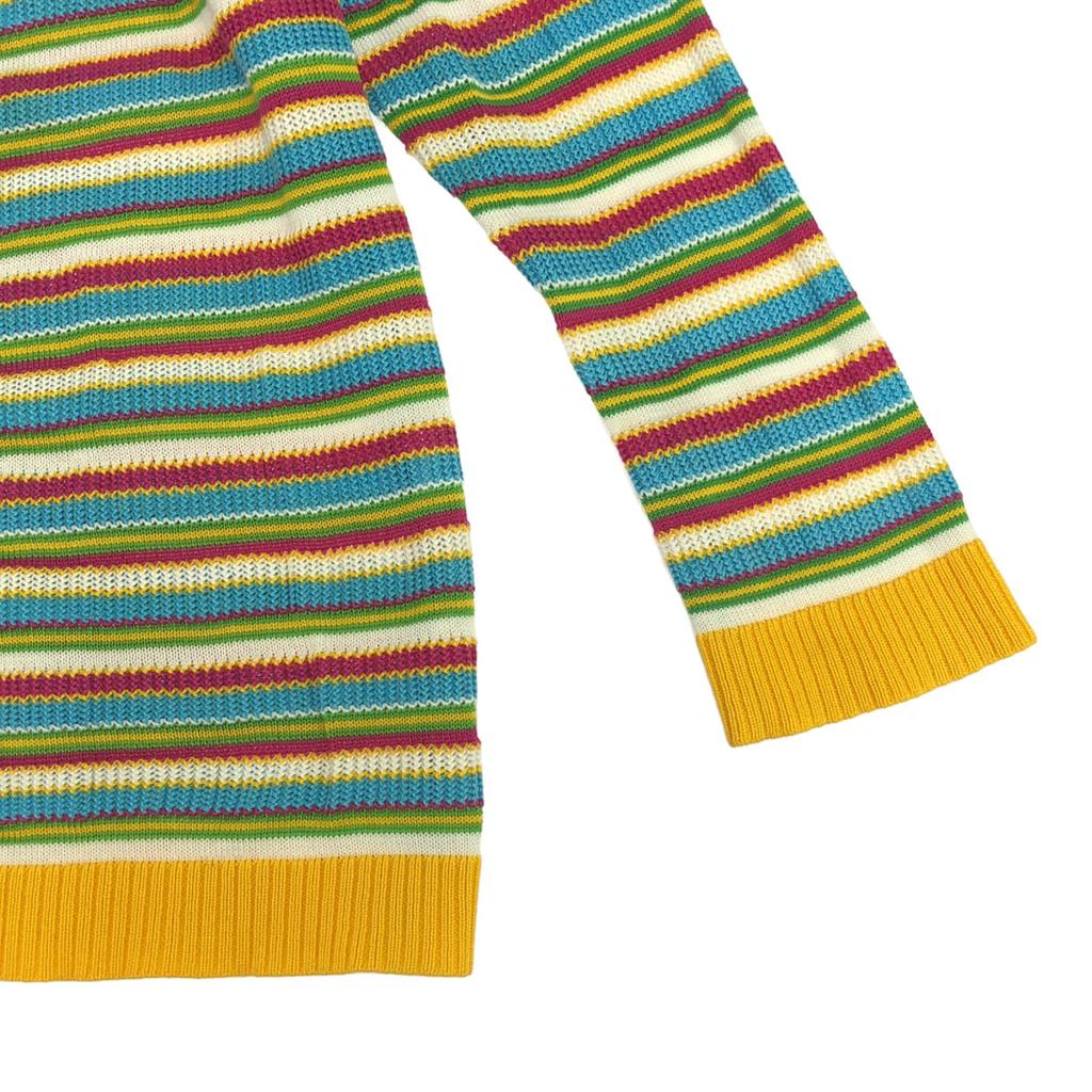 Yves Saint Laurent Кардиган женский вязаный хлопковый с длинным рукавом, узор старой границы 90-х, б/у