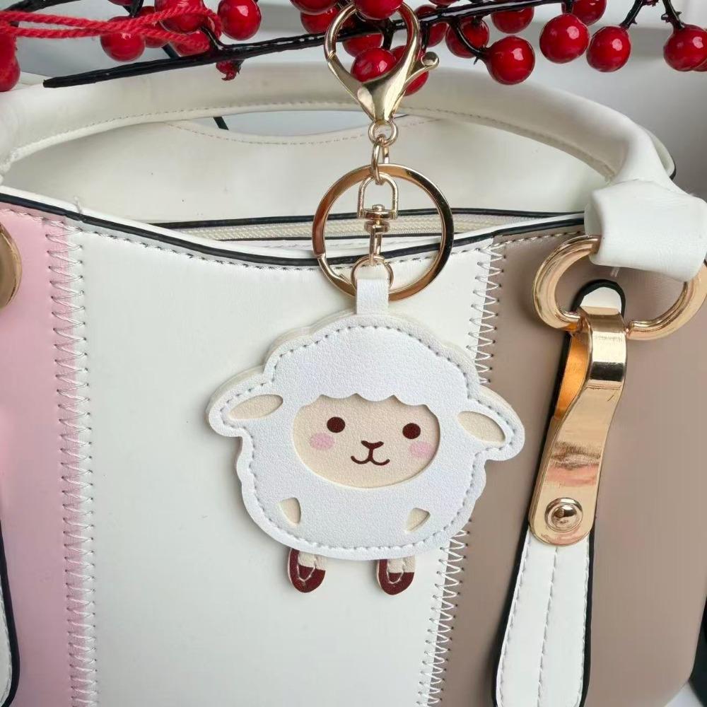 PU Leather Sheep Keychain Lightweight Cartoon Lamb Charm Fun Cute Car Keyring Party Favor
