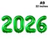С Новым годом 2026 Шары Золотой Серебряный Розовый Черный Номер 2026 Фольгированные шары 16/32/40 дюймов Разноцветный баннер С Новым годом