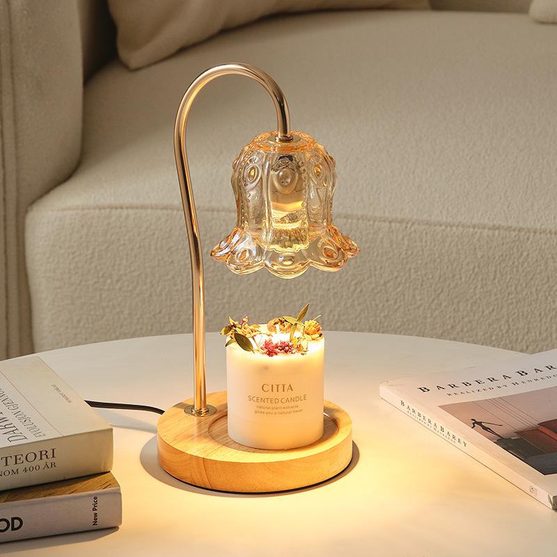 Modern Luxury Fragrance Wax Burner Lamp Glass Shade AC Powered Halogen Bulbs Simple Flexible Candle Warmer Lantern Base 2-Year