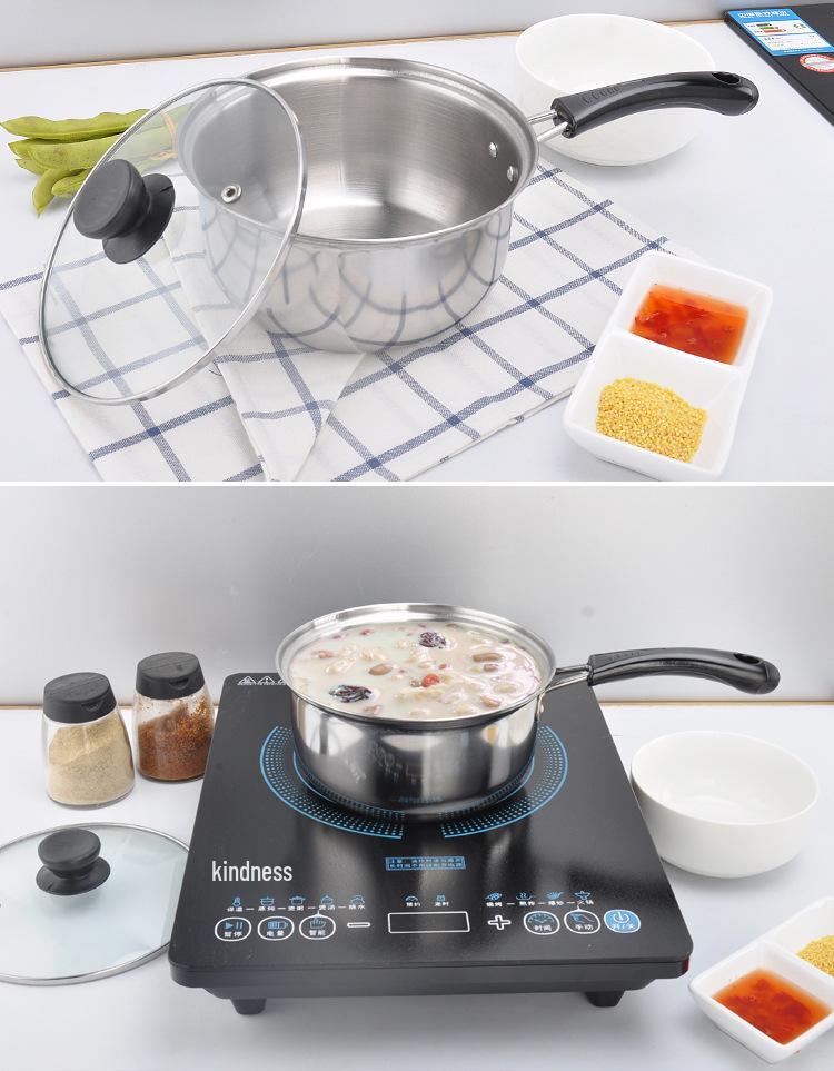 18cm Stainless Steel Non-Stick Saucepan: Single-Handle, For Baby Food, Soup, Milk & Instant Noodles, Induction Compatible.