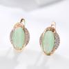 Серьги-капли с овальным натуральным цирконом изумрудной огранки для женщин, цвет розового золота, хрустальные аксессуары, этническая повседневная изысканная бижутерия