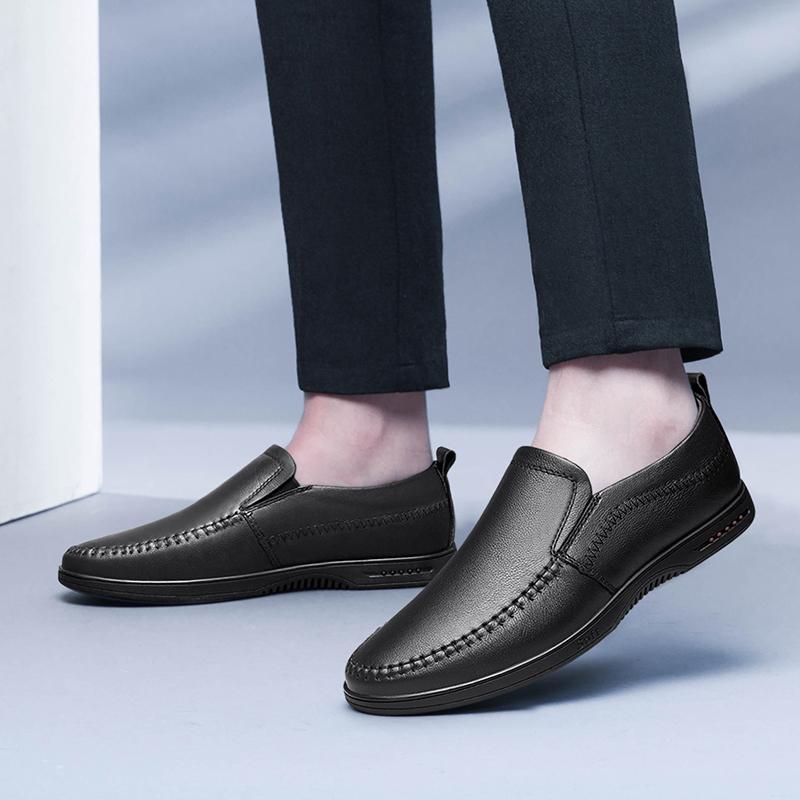 Весенне-осенние британские мужские кожаные туфли, повседневные лоферы на плоской подошве, молодежная универсальная обувь для ленивых, лучшая мужская обувь