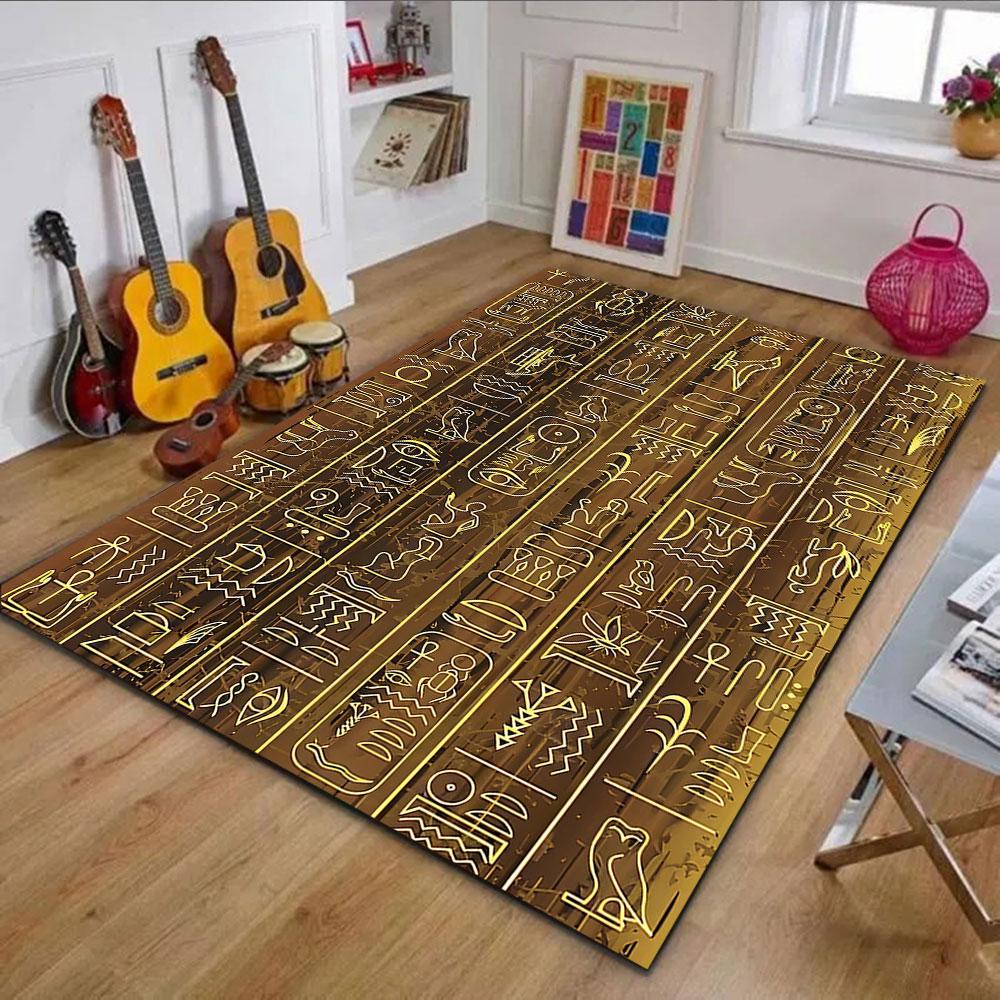Ancient Egyptian Hieroglyphics Design Patterned carpet, non slip mat suitable for living room and bedroom sofas