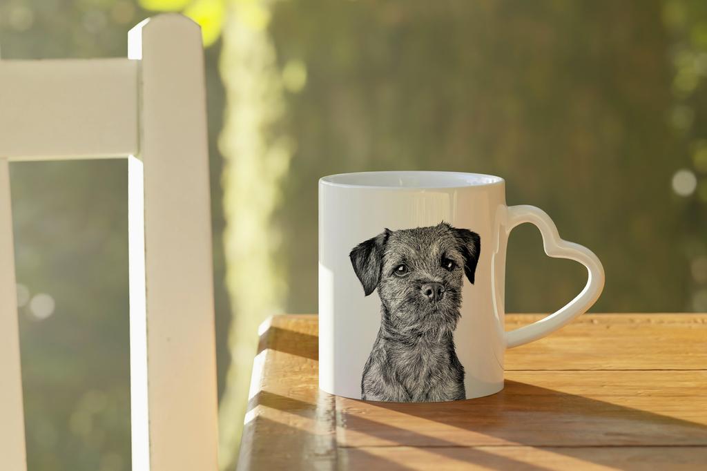 Border Terrier - cup with a dog, adorable cup with a heart-shaped handle, universal gift from the Art-Dog brand