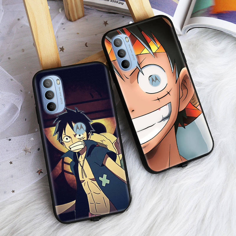 AD62 One Piece Луффи Черный Чехол для iPhone 16 15 Plus 14 13 12 11 Pro 8 7 6S SE 5S X XR XS Max Realme C30 C33 C31 9I Huawei Y8P Y9 Мягкий Чехол