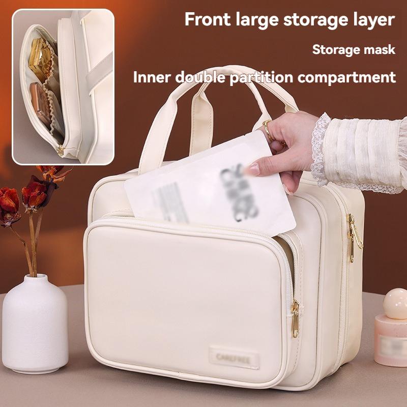 New PU Leather Cosmetic Bag For Women Multifunctional Portable Storage Makeup Bag Large Capacity Travel Toiletry Storage Bag