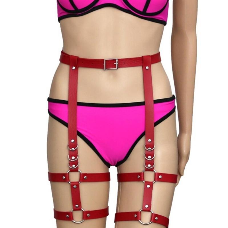 Сексуальные ремни-подвязки Harajuku ручной работы с розовым бантом, кожаные подтяжки, ремни с уплотнительным кольцом, ремень для ног