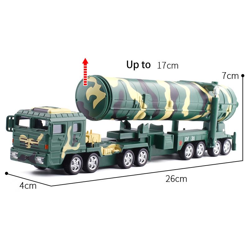 Масштаб 1/64, китайская ракета-пусковая машина для межконтинентальной ракеты DF-31A, литая под давлением модель игрушки, автомобиль со звуком и светом для детей, коллекция для малышей