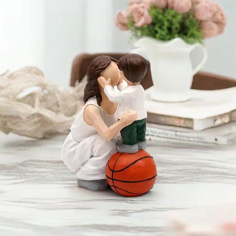 Отец, дочь и кот мать и сын серия баскетбол статуэтка-украшение рождественские подарки для семьи и друзей