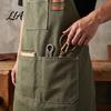 Crafting And DIY Workwear Canvas Work Apron with Multi-Pocket, Waterproof Oil-Proof Cross-Back Apron, Kitchen Cooking Pockets Adjustable Straps