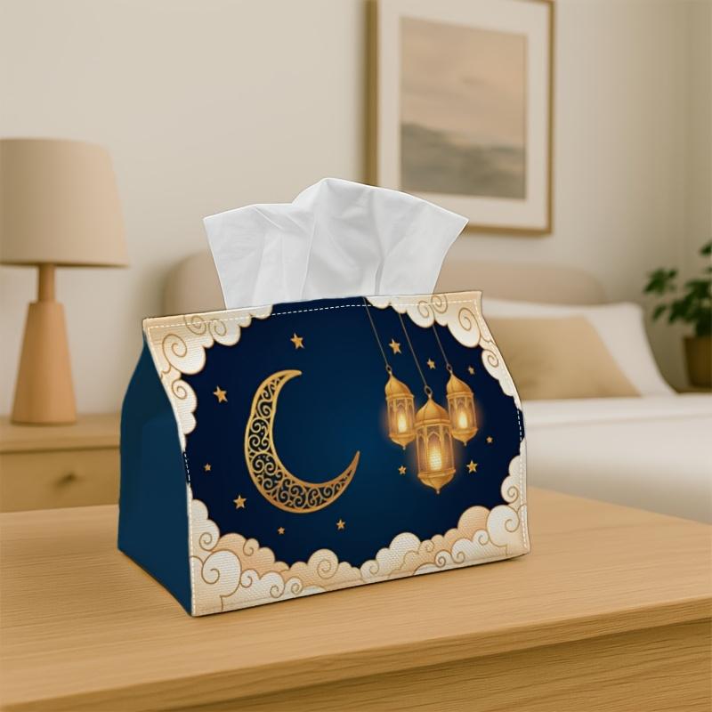 1pc Night Clouds Tissue Box | Multi-Functional Napkin Dispenser, Suitable for Home, Parties, Car Decoration Golden Moon Lantern - Decorative Tissue Bo