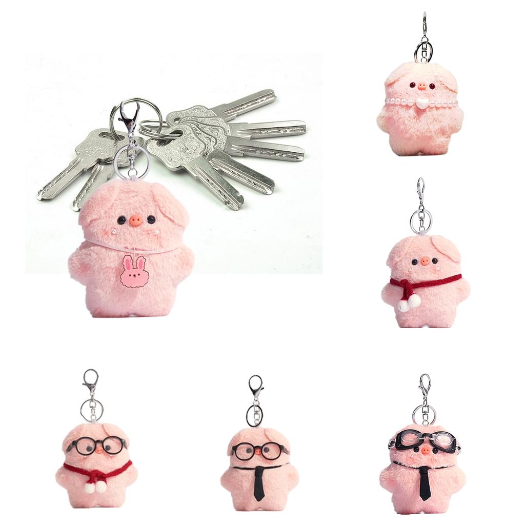 Stylish Pig Keychain with Sunglasses Soft Stuffed Toy Backpack Pendant Kids Gift Fashionable Accessory for Women Girl