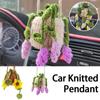 Handwoven Flower Basket Creative Car Pendant Car Rearview Mirror Mini Flower Decor Hangings Auto Woven Pot Plant Interior