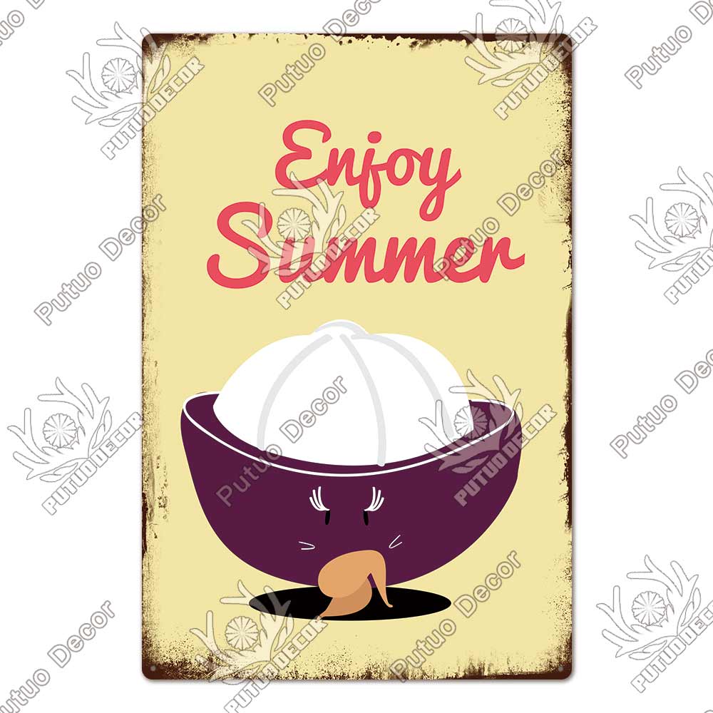 Putuo Decor Фрукты Винтажная Жестяная Табличка Металлическая Пластина Ретро Настенное Искусство Декор Гостиная Ферма Сад Кухня Железная Роспись