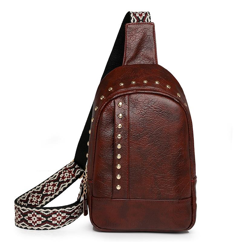 Rivet Shoulder Soft Leather Chest Bag