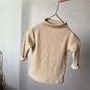 GL-Kids Хлопковая базовая рубашка в корейском стиле - С начесом, Утепленная, Полувысокая горловина, Осень/Зима, Унисекс для мальчиков и девочек.