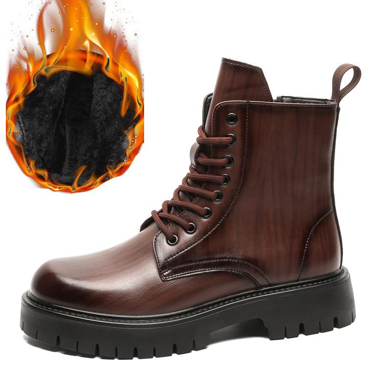 Side Zipper Martin Boots Outdoor Fashion Tooling Boots 2024 Hong Kong Wind Locomotive Boots Men's Premium Leather Shoes 3315-A