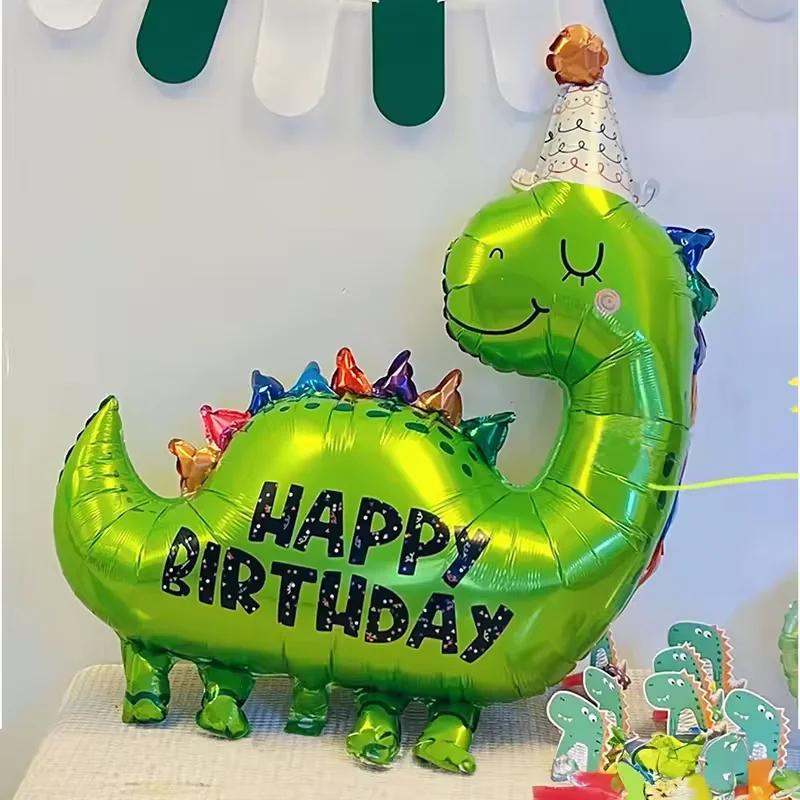 Cute Dinosaur Birthday Aluminium Foil Balloon for Cartoon Animals Themed for Kid Party Decor Festival Activities DIY Accessories