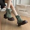 Thick-soled Trouser Boots Women's 2025 New Autumn and Winter Western Cowboy Short Boots Grassland British Style Martin Boots High Heel Thick Heel