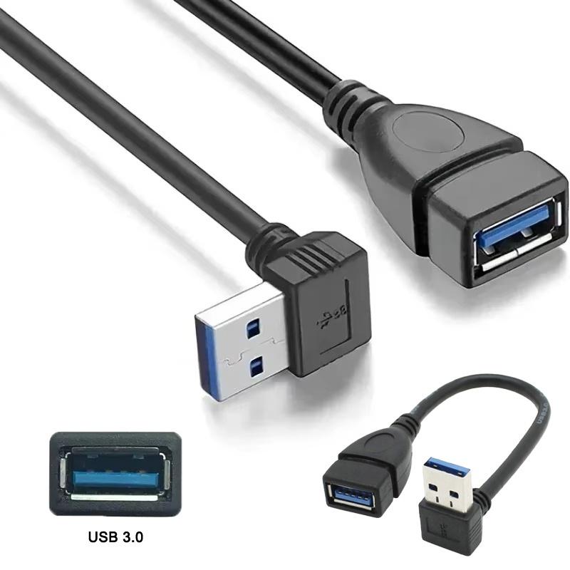 USB 3.0 Cable Right/Left/Up/Down Angle 90 Degree Extension Cable USB Male To Female Extension Adapter USB Cables Extension Cord