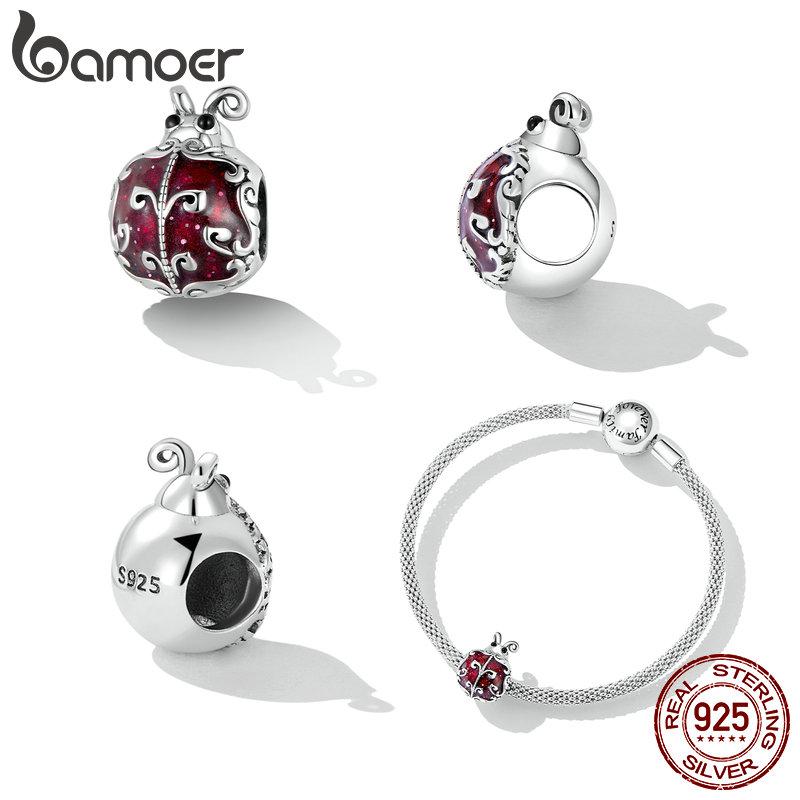 Bamoer Шарм Божья коровка из серебра 925 пробы подходит для браслета и браслета-цепочки DIY Кулон Черепаха Украшения Кулоны Птицы Коллекция Шармов Животные
