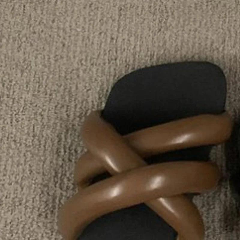 Новые женские туфли, модные, квадратный носок, ретро, повседневные, с плоской подошвой, пляжные тапочки, обувь для женщин, Zapatos De Mujer 2024