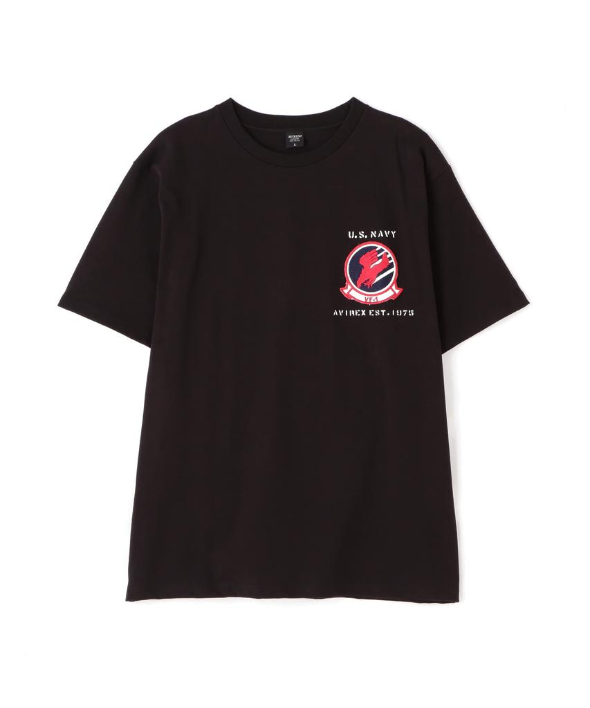 AVIREX TOP GUN SHEETING PATCH T-SHIRT men's XL 010 black 783-3934012