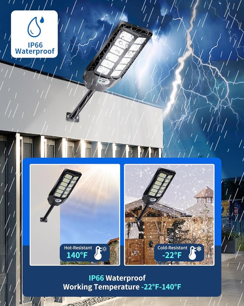 5000W Solar Lights Outdoor, IP66 Waterproof, 6500K Dusk to Dawn LED Security Flood Light with Remote for Yard, Garden, Patio - 1