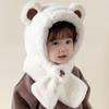 Plush Winter Baby Hat Scarf One-Piece Infant Beanies Cap Cute Kids Hat Hooded Scarf