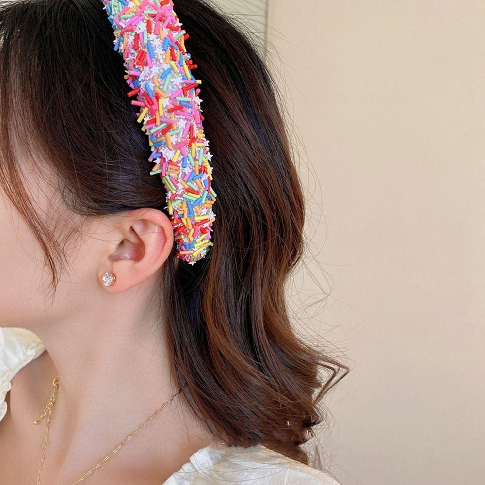 Fashion Star Donut Headband Make Up Face Wash Hair Hoop Candy Color Acrylic Female