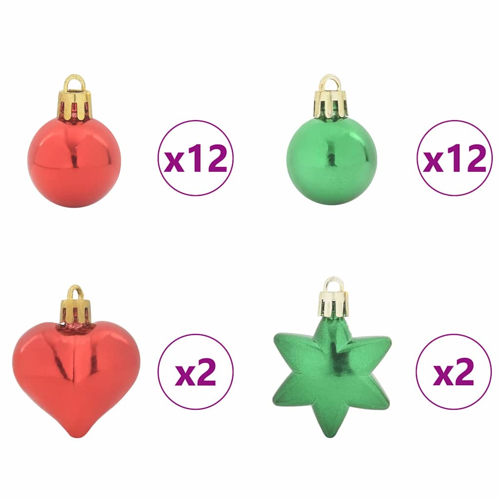 Christmas Ornament Set 40 pcs Red and Green Plastic