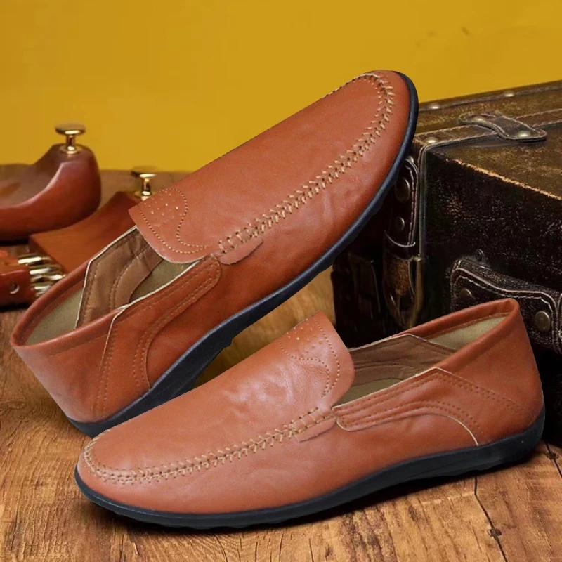 Модная мужская трендовая обувь слипоны однотонные пенни-лоферы удобные нескользящие лоферы