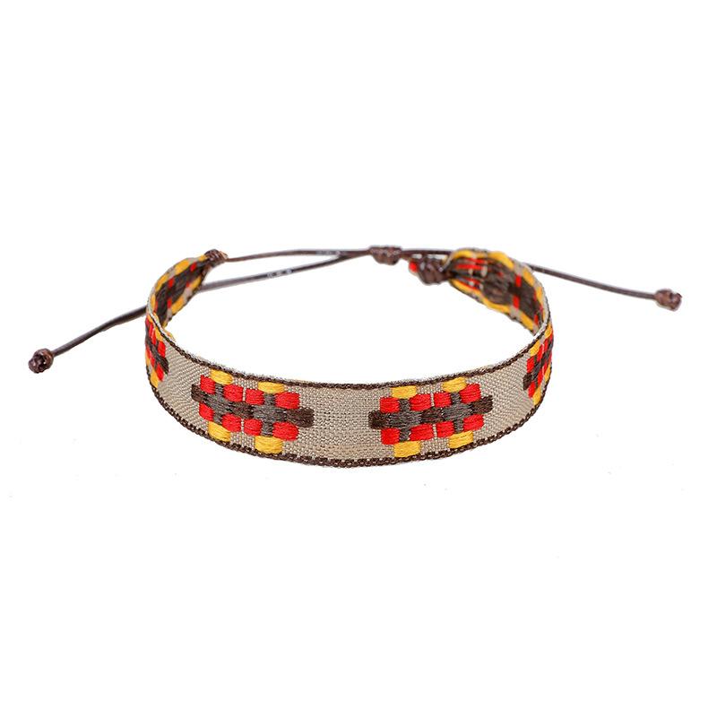 Cross-Border Bracelet Retro Handmade Bracelet Bohemian Printed Fabric Artistic Bracelet Carrying Strap Ethnic Style