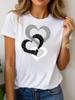 Casual Unisexs Tshirt Three Hearts Graphic Print Round Neck Short Sleeve For Daily Outdoor Leisure Wear Lightweight Comfortable