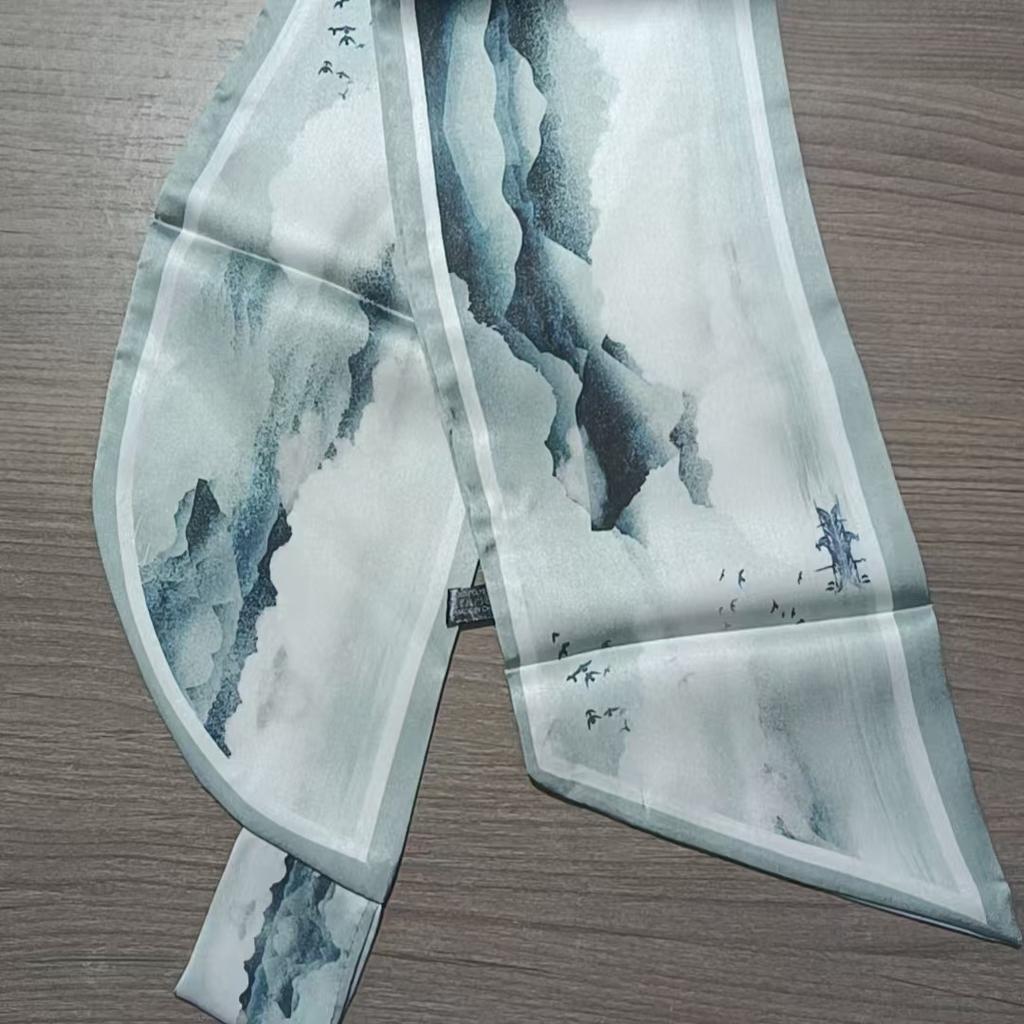 Silk Scarf Small Long Square Scarf Women'S High-End Neck Protection Scarf Professional Matching Shirt Scarf