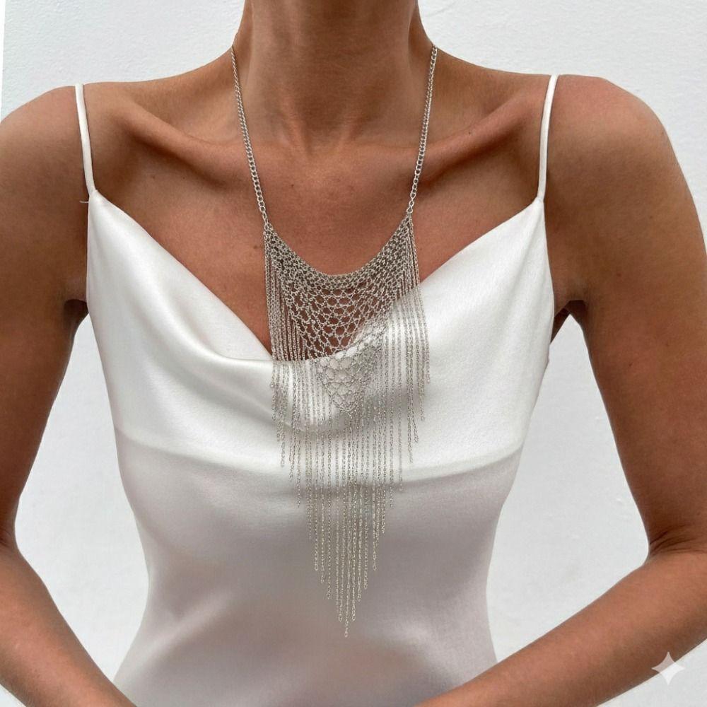 Charm Tassel Necklace Triangle Bohemian Collarbone Chain Fashion Multi Layer Necklace Women