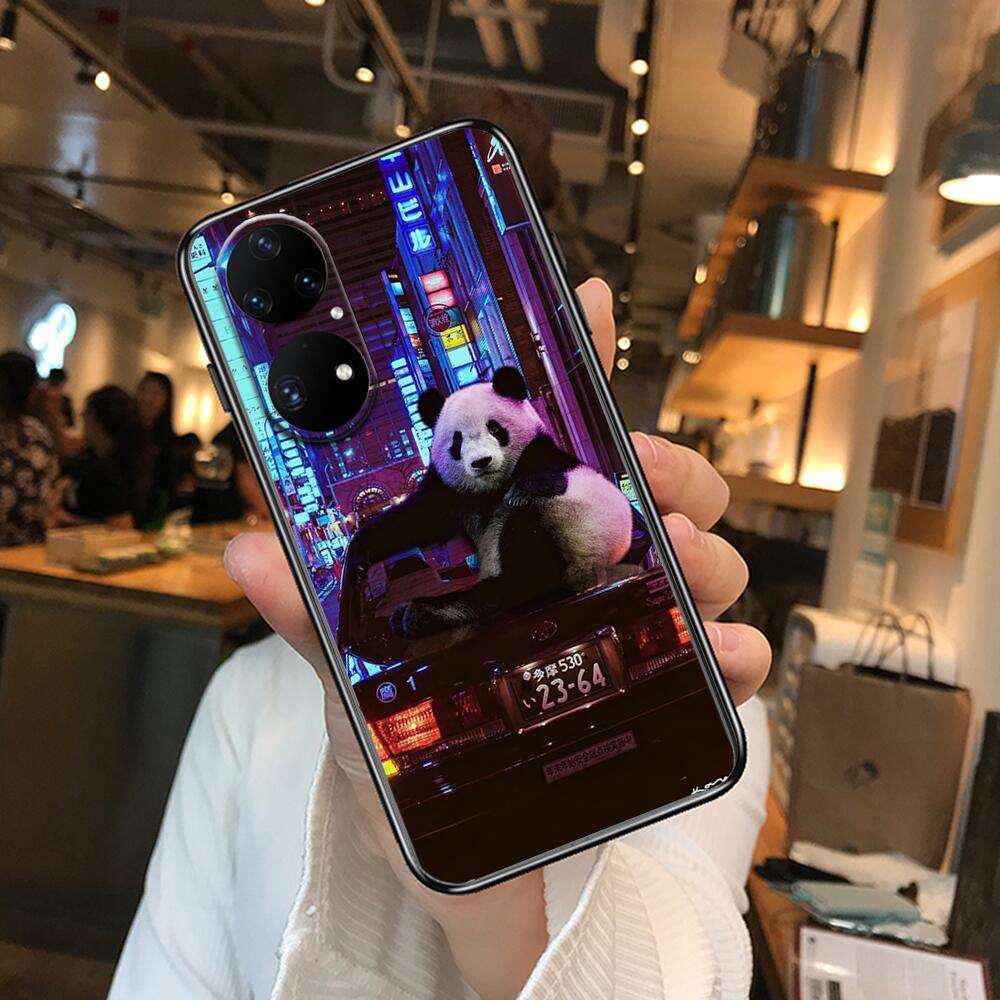 Супер милый чехол для телефона с пандой для Huawei p50 P40 p30 P20 10 9 8 Lite E Pro Plus, черный чехол Etui с рисунком Hoesjes comic fas