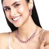 Rose Gold Octagonal Necklace Set with Zircons and Ruby Stones for Women