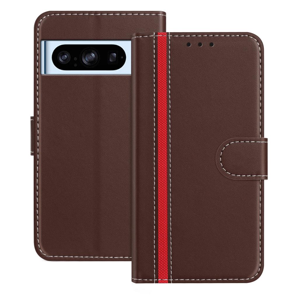 For Google Pixel 8 Pro Phone Cases Wallet Stand Color Splicing Leather Cover with Magnetic Clasp
